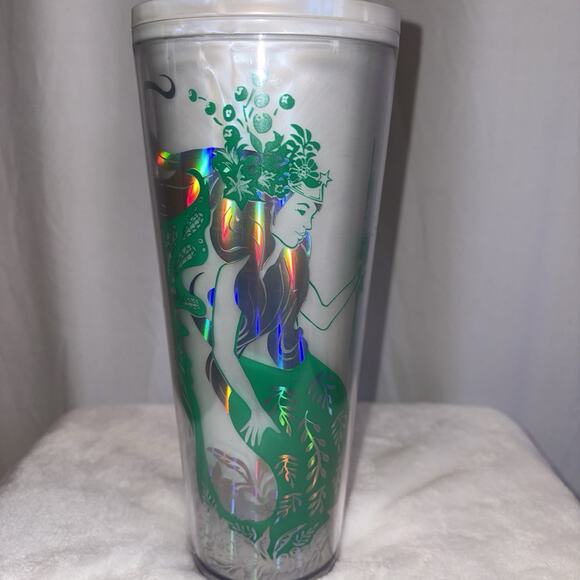 Starbucks 2022 HOLIDAY MERMAID Iridescent Siren Cold Cup 24 oz Tumbler Venti EUC - Picture 2 of 7
